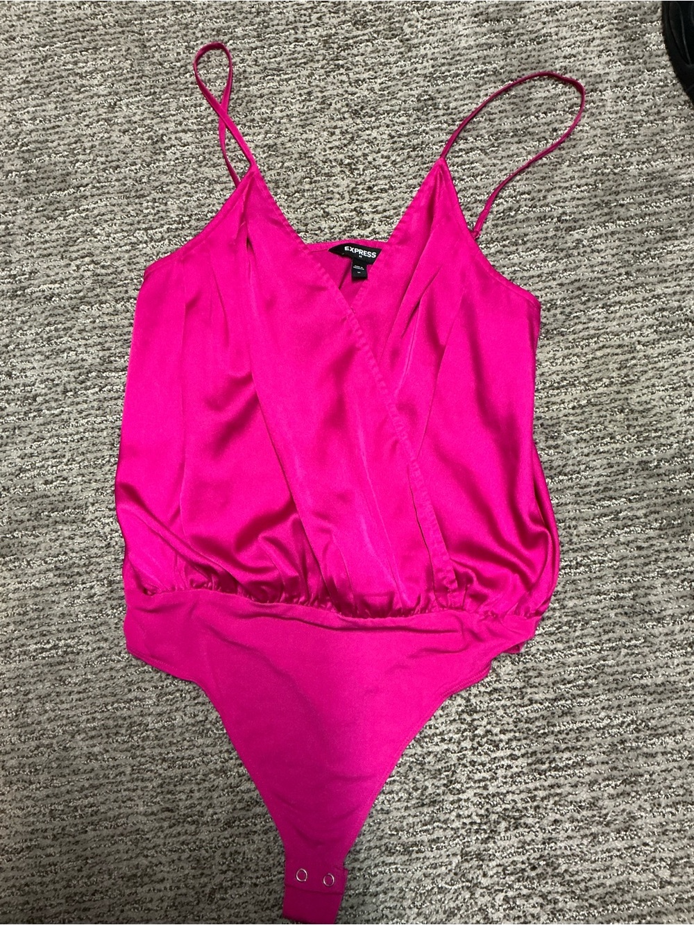 Express Girls' Bright Pink Wrap-Front Spaghetti Strap Bodysuit